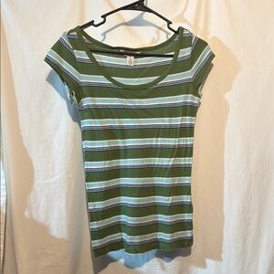 Aeropostale Green and White Striped Tee